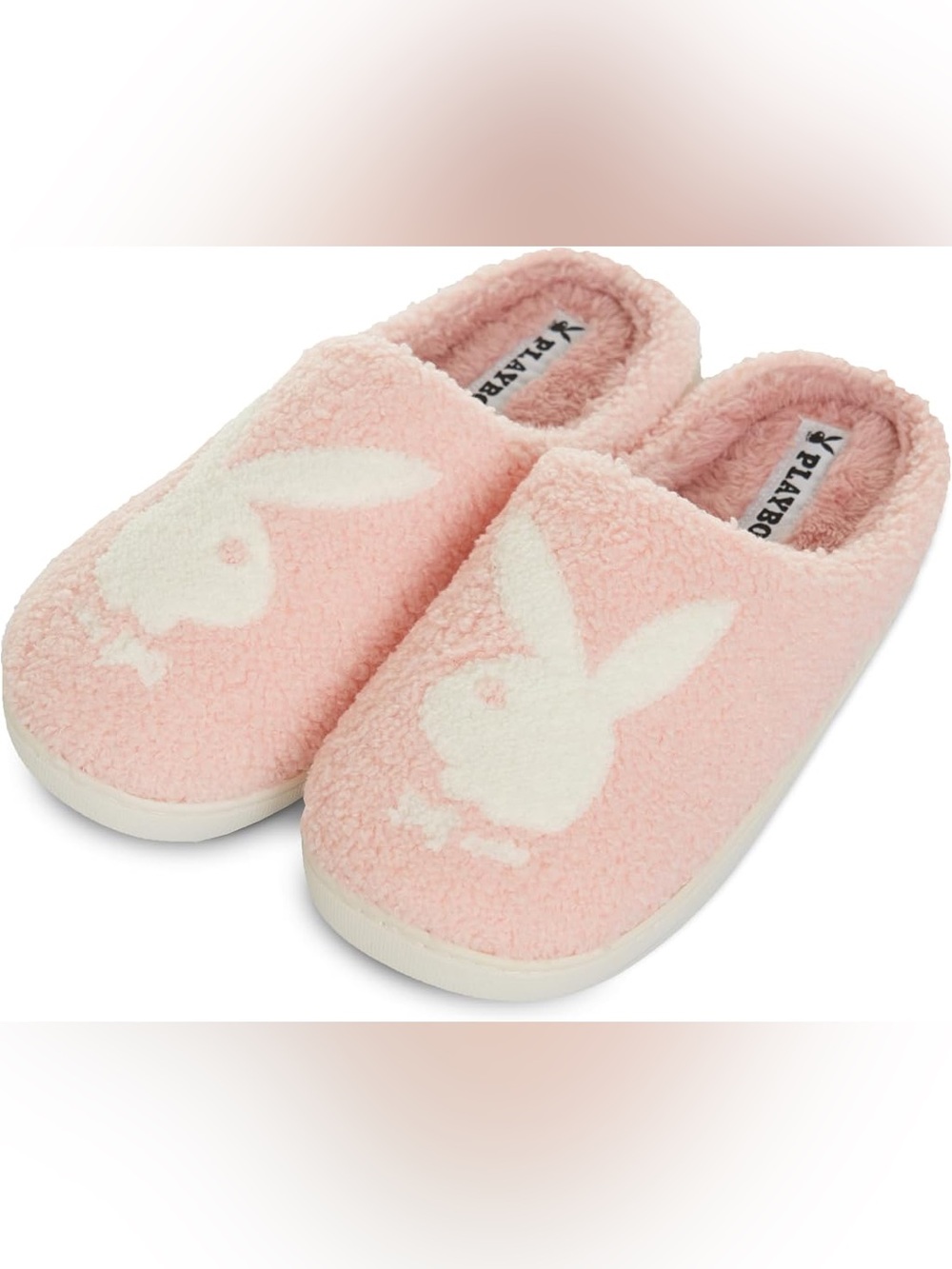 PLAYBOY Pink Plush Bunny Slip-On Slippers